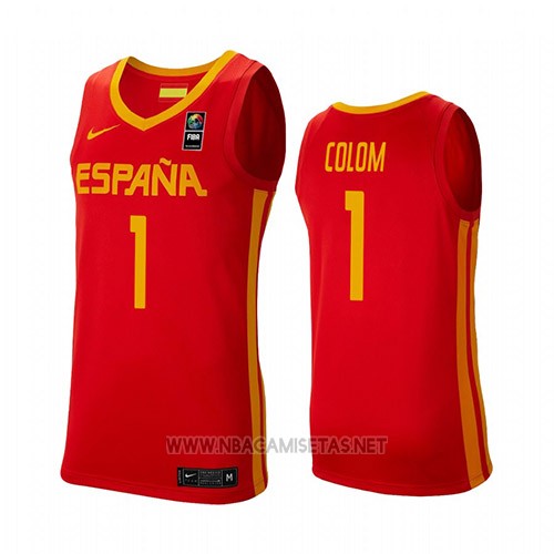 Camiseta Espana Quino Colom 2019 FIBA Baketball World Cup Rojo
